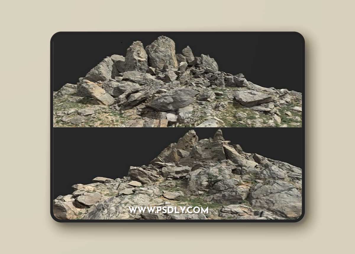 Cliff Boulder Field Mountain PBR Scan 3D Model