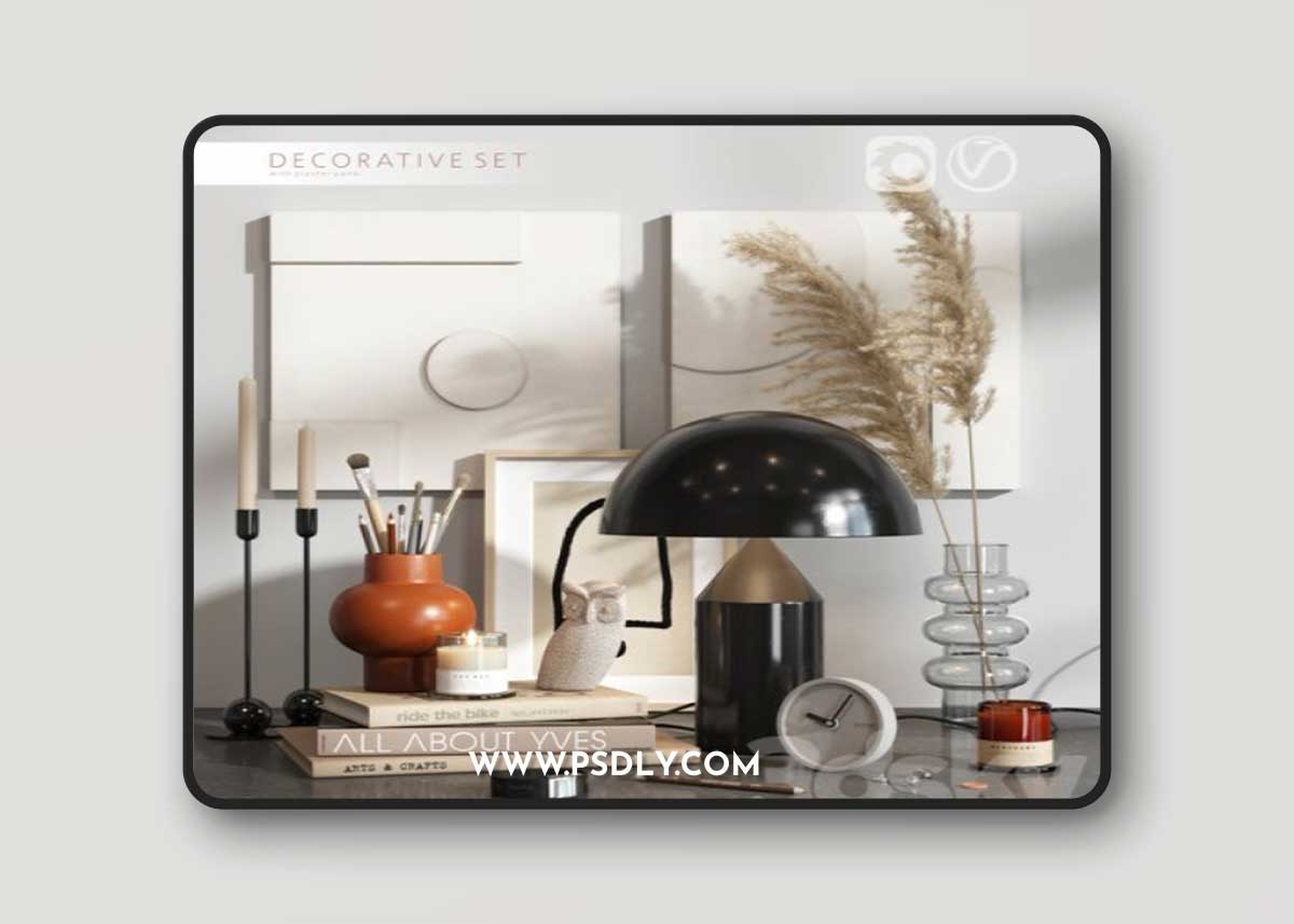 Decorative set with plaster panels