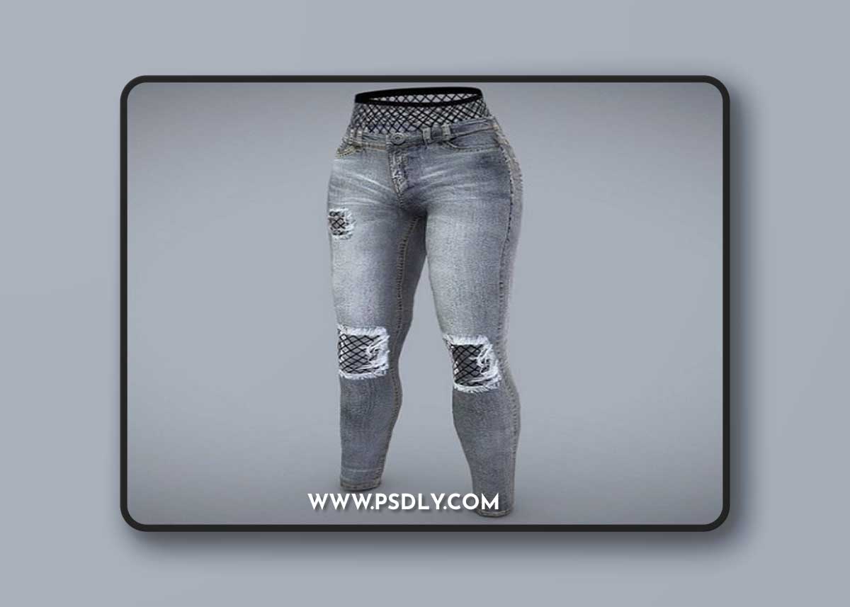 Female Skinny Jeans With Fishnet Stockings Under