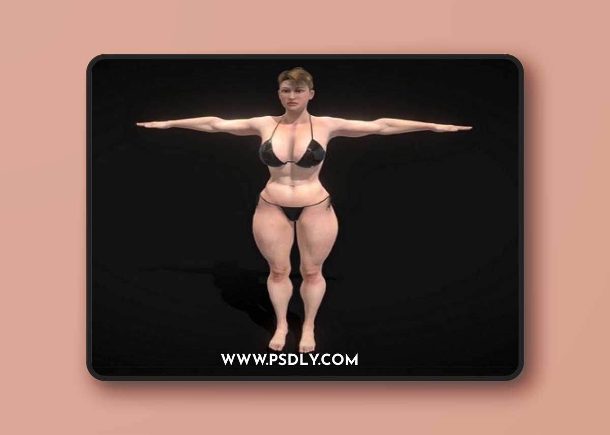 Fitness Muscular Woman ( Rigged ) 3D Model
