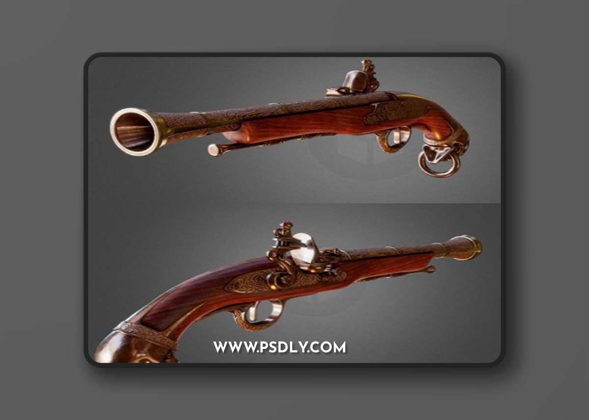 Flintlcok Pistol 3D Model
