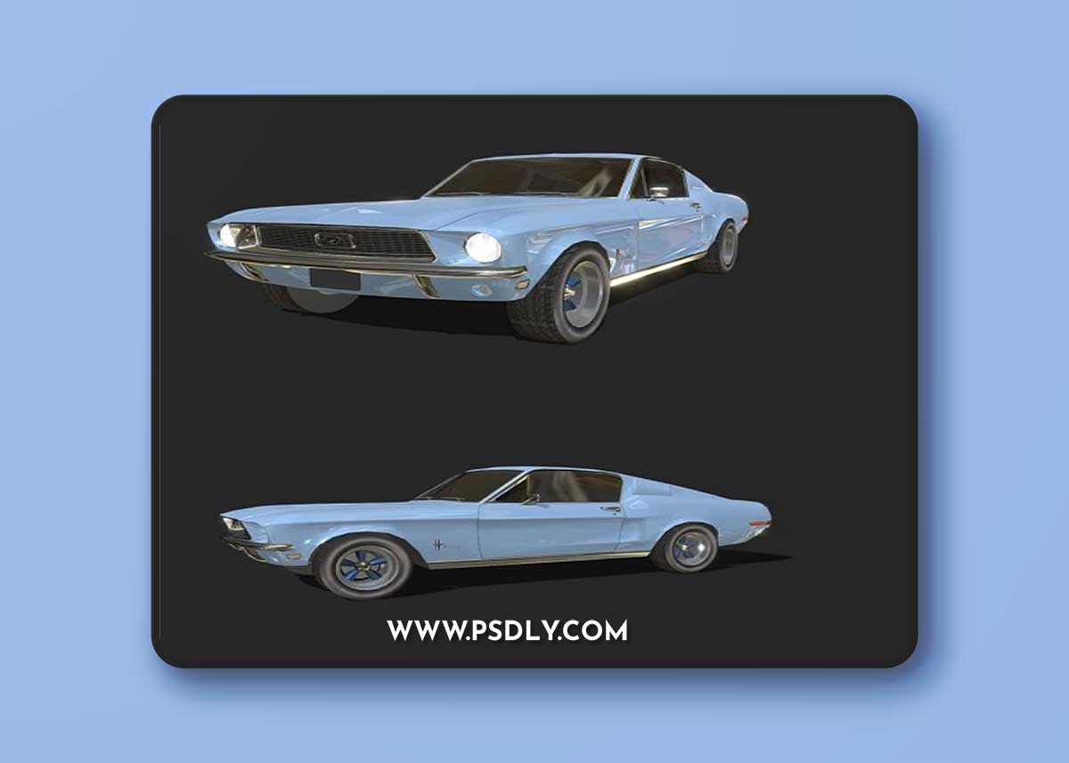 Ford Mustang 1968 - Low Poly