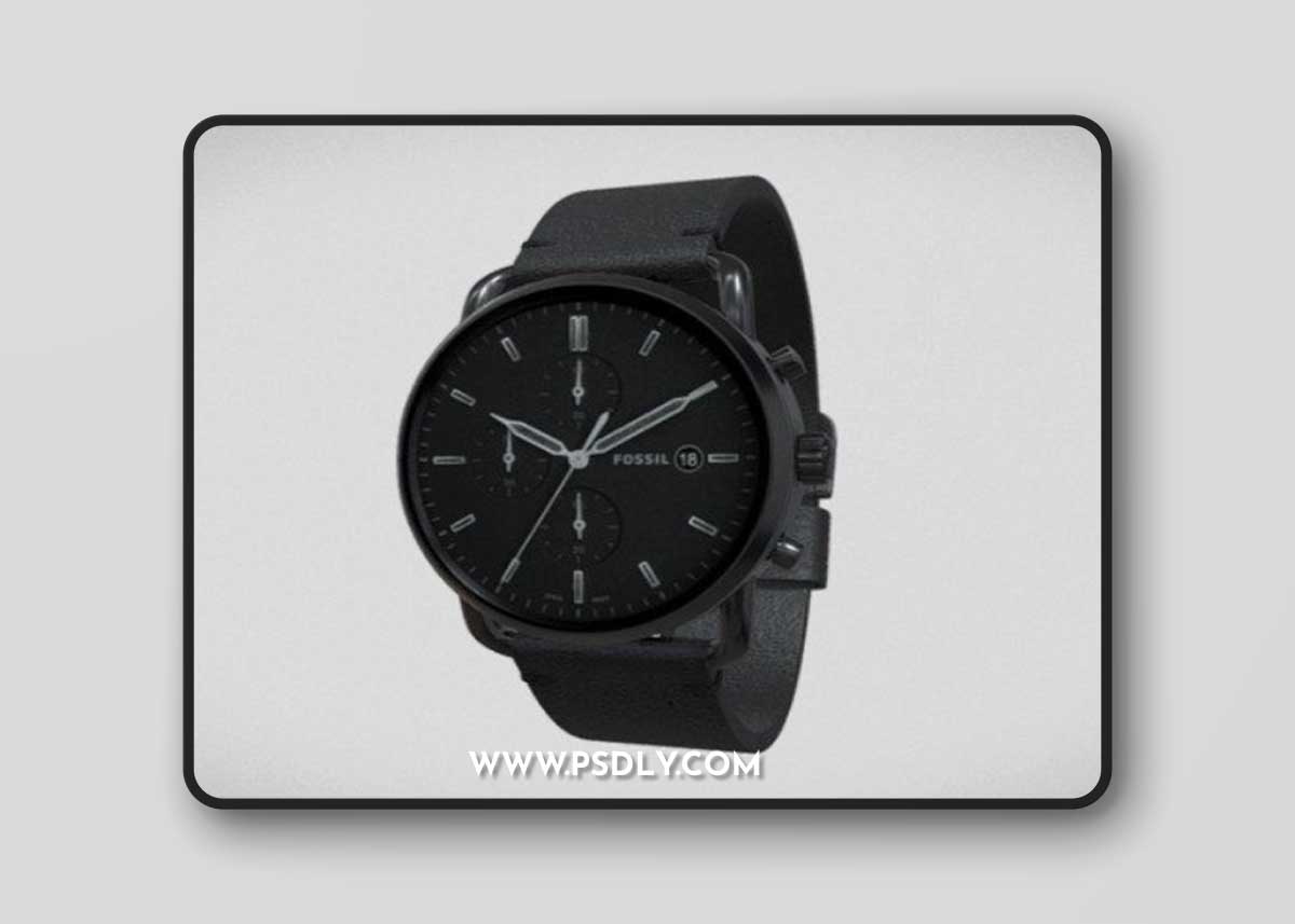 Fossil Chronograph Commuter Black Watch 42mm 3D Model
