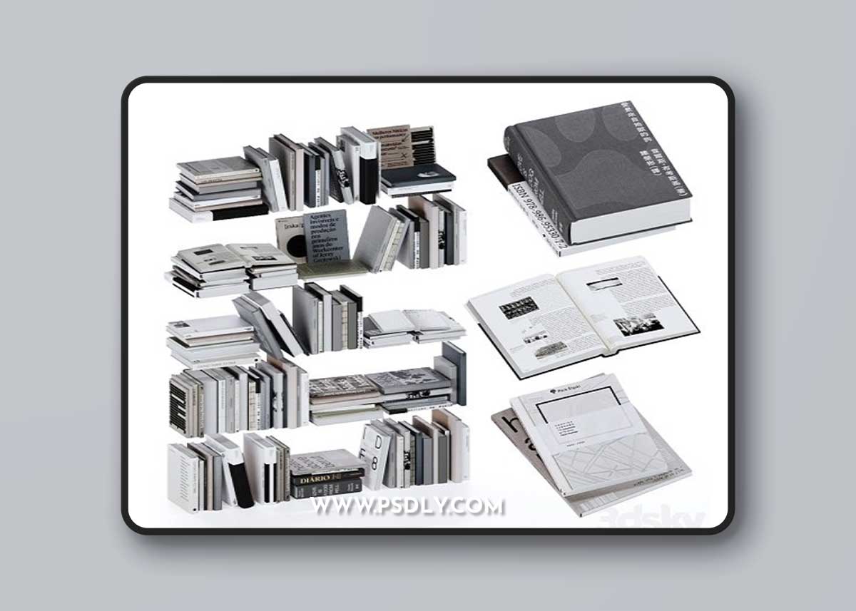 Gray and white books set vol4