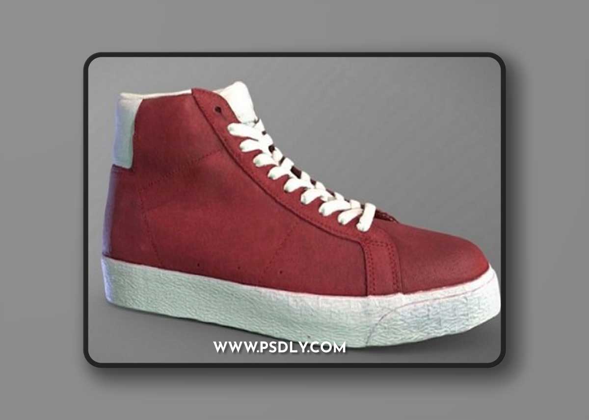 High top skateboarding sneaker (de-branded) 3D Model
