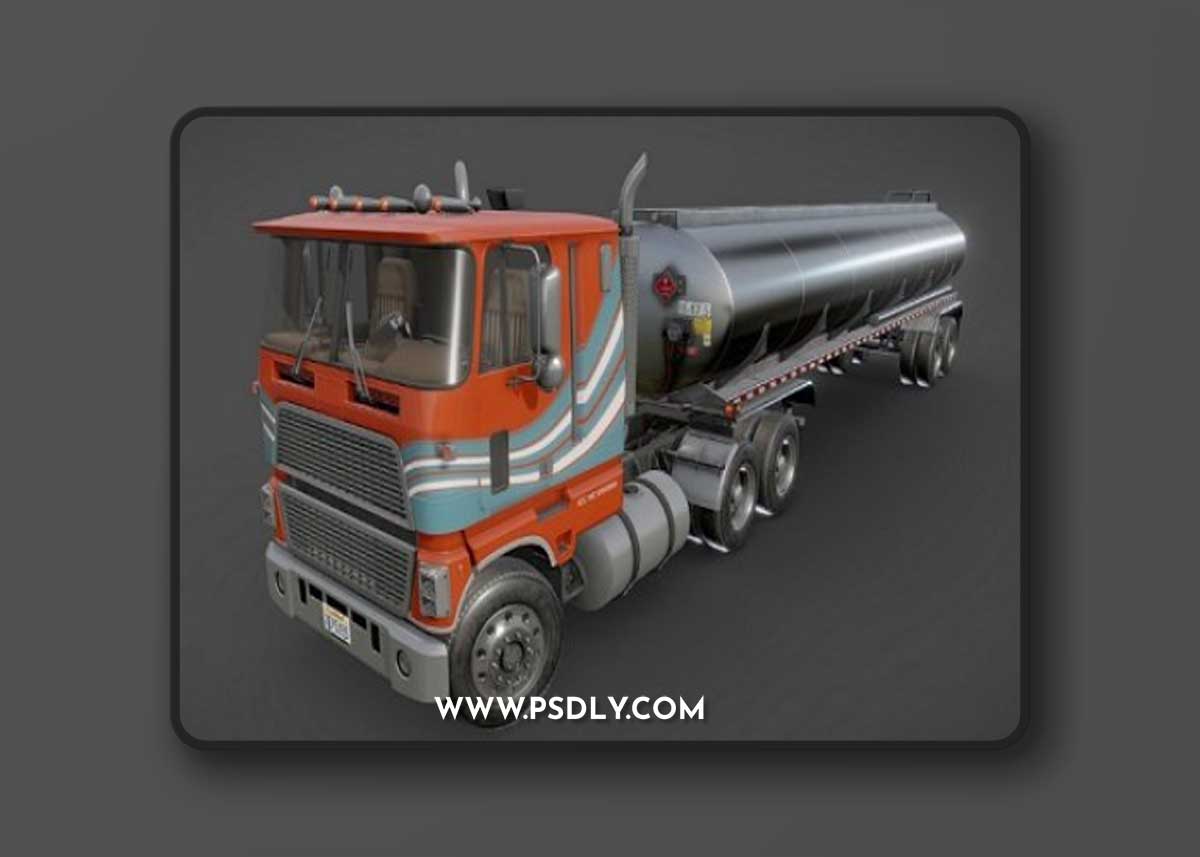 Industrial cabover tanker semitruck 3D Model
