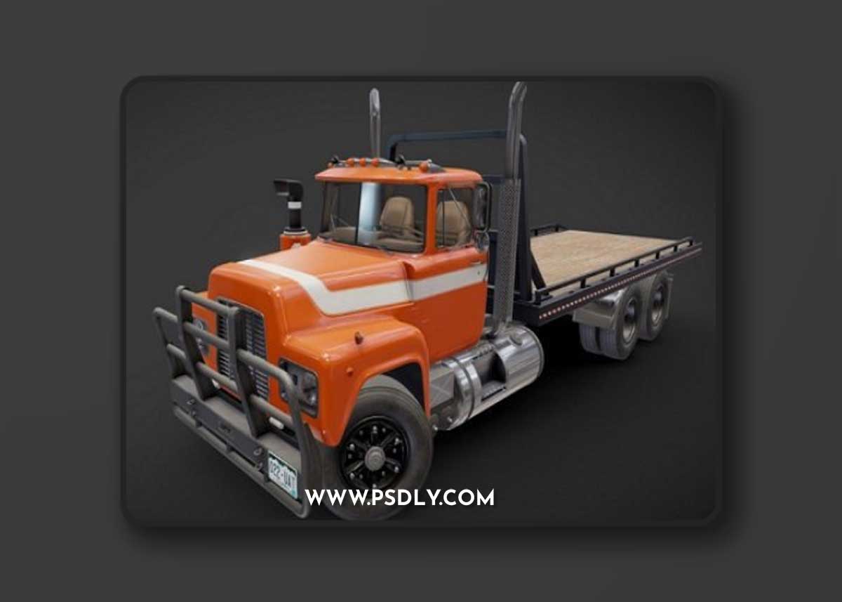 Industrial flatbed truck 3D Model