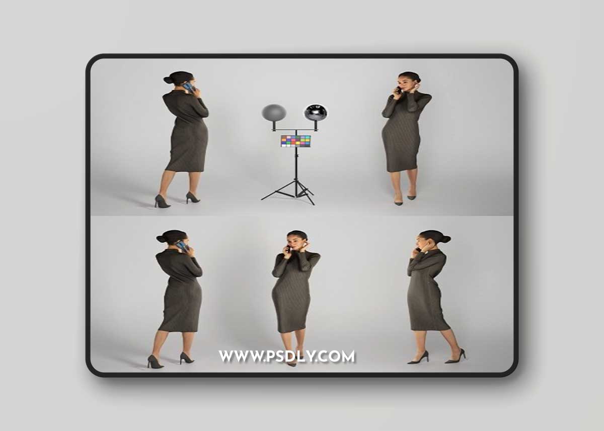 Lady in a black dress talking on the phone 212 3D Model