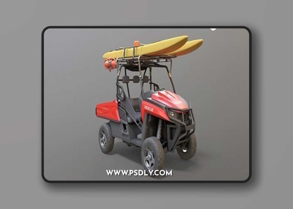Lifeguard Vehicle WIth Buoys And Boards Low-poly 3D model