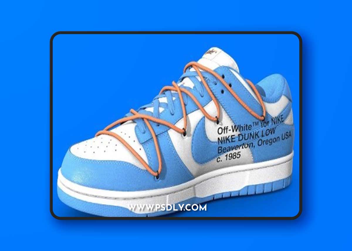 Off White x Nike Dunk University Blue Shoe 3D Model