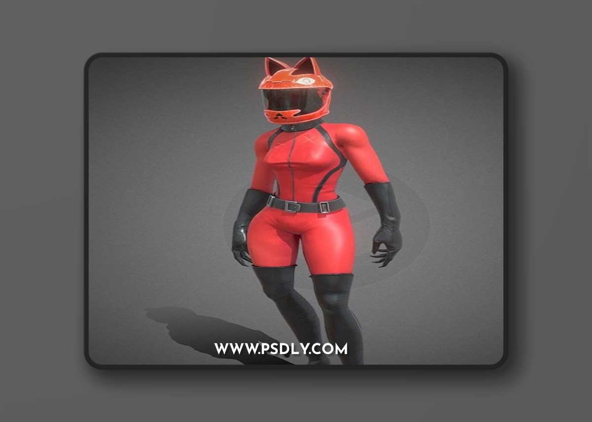 Red Racer Cat Helmet 3D Model