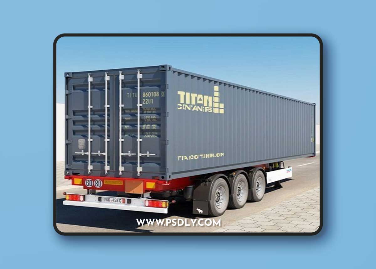 Semi-Trailer Container 3D Model