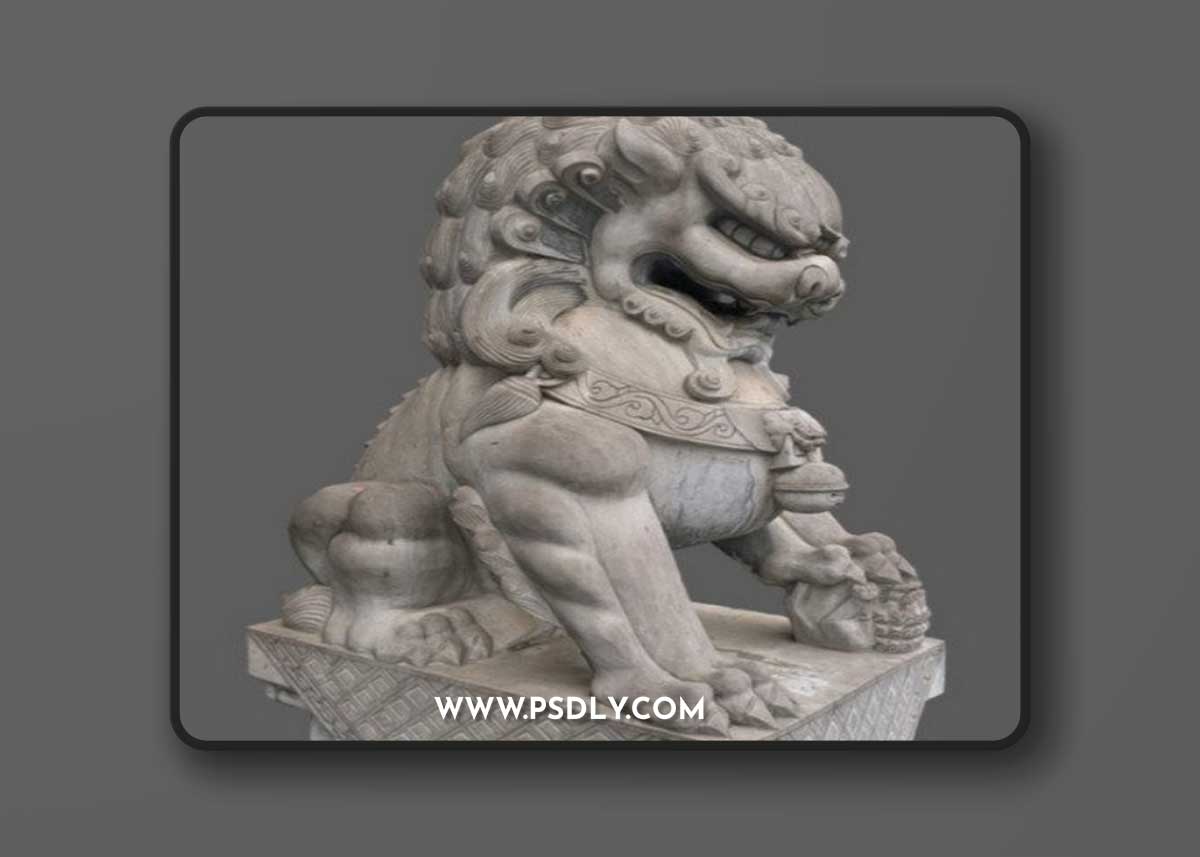 Stone Big Lion 01 3D Model