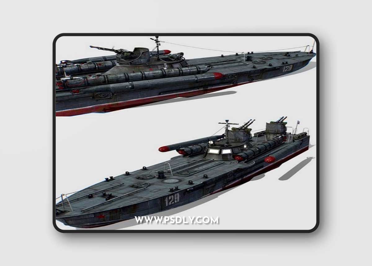 USSR torpedo boat project 123 BIS Komsomolets 3D Model