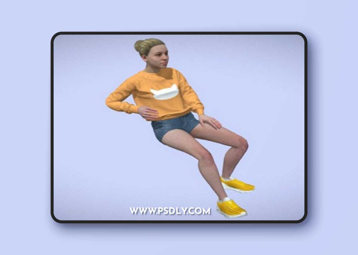 Woman Character Sitting & Talking 3D Model