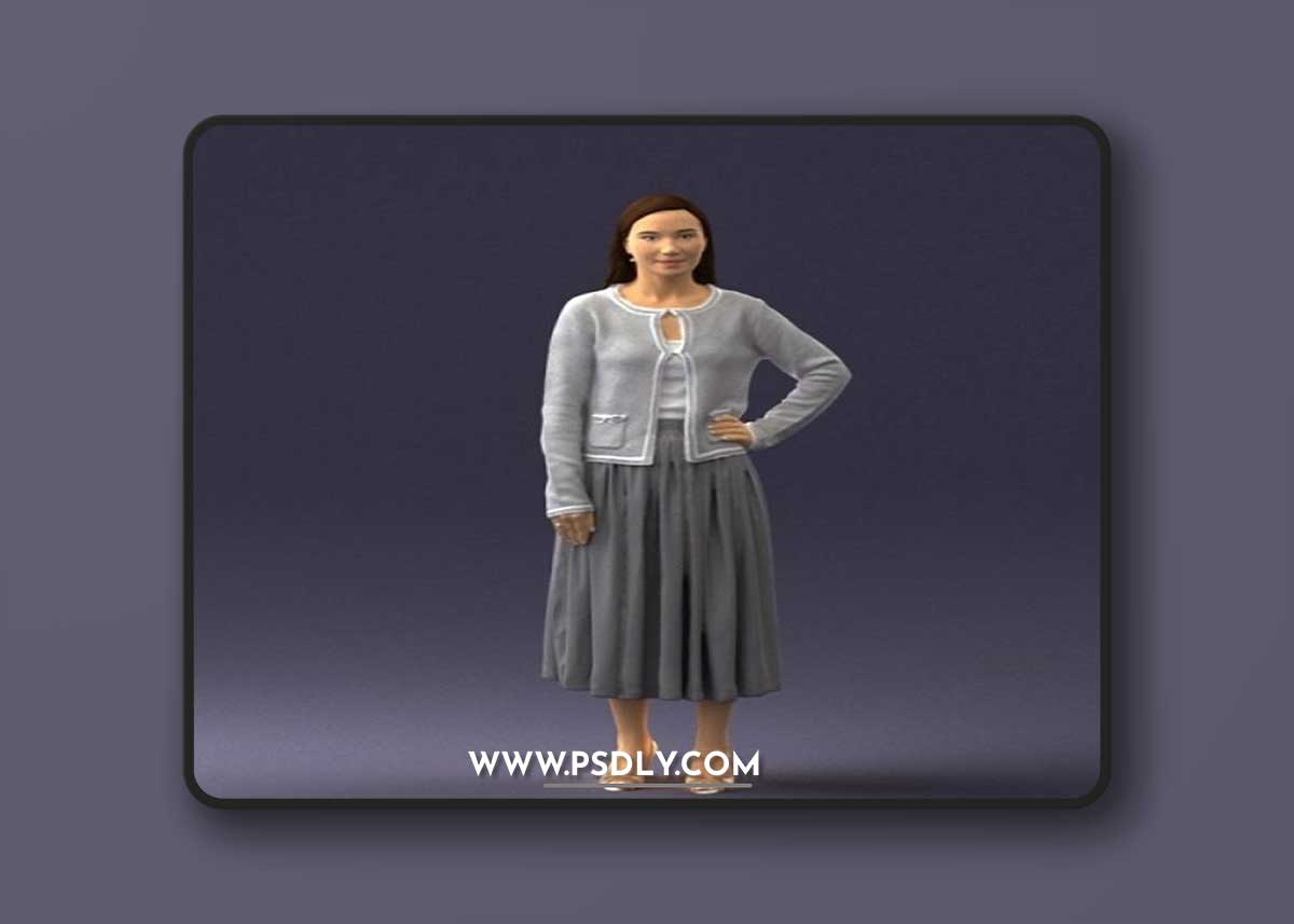 Woman In Gray Skirt 0390 3D Model