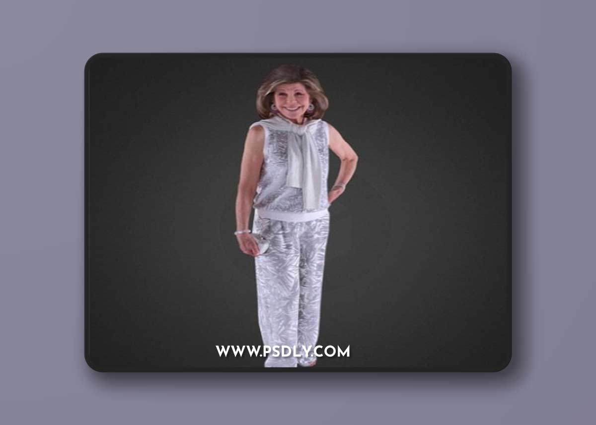 Woman standing holding purse 3d model
