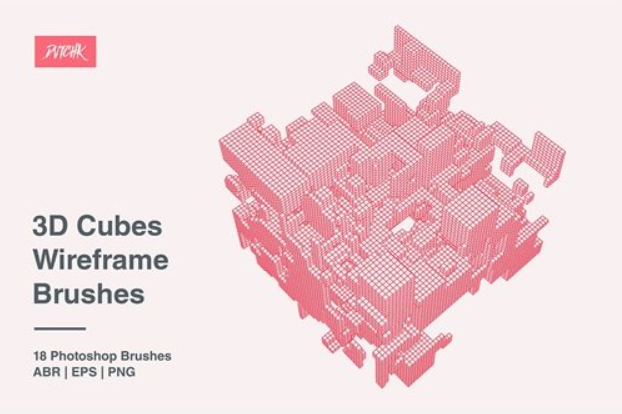 3D Cubes Wireframe Brushes TLZQB29 2 image 125
