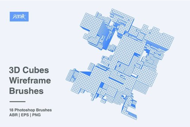 3D Cubes Wireframe Brushes TLZQB29 3 image 126