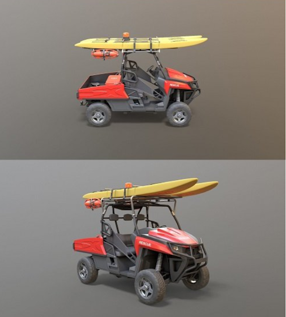 Lifeguard Vehicle WIth Buoys And Boards Low-poly 3D model 2 image 164