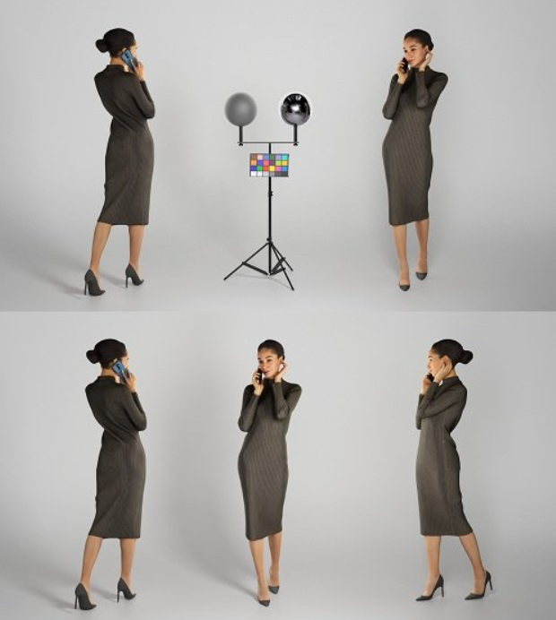 Lady in a black dress talking on the phone 212 3D Model 2 image 253