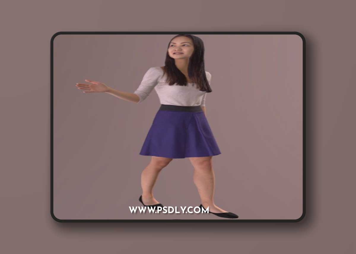Asian Woman Walking 3d model