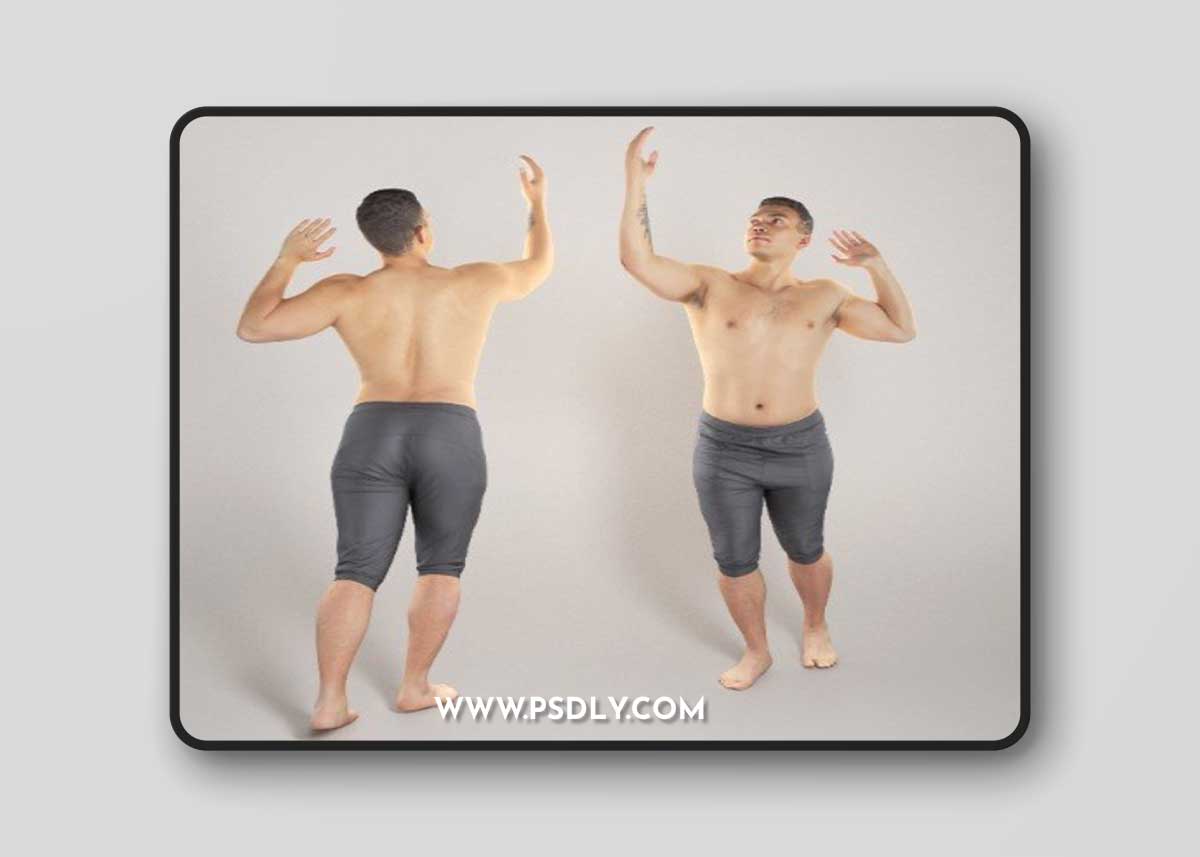Athletic handsome man in black shorts pitching the ball 201 Low-poly 3D model