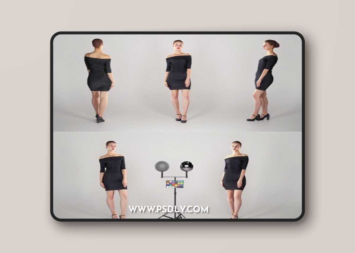 Beautiful woman in a small black dress 153 Low-poly 3D model