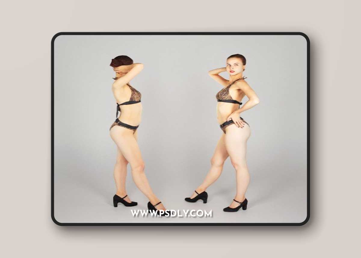 Beautiful woman in leopard bikini posing 227 Low-poly 3D model
