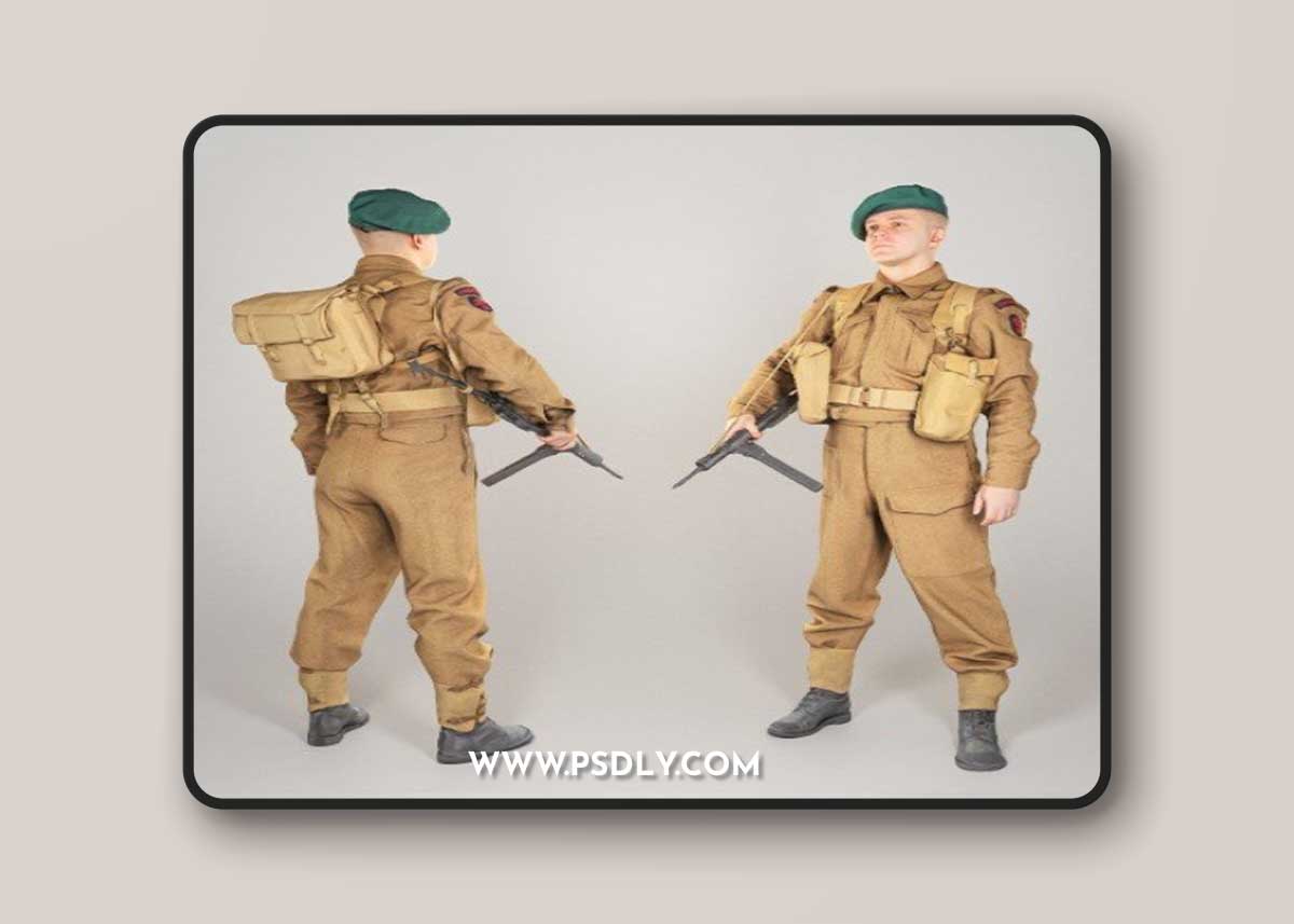 British commando character from World War 2 43 Low-poly 3D model