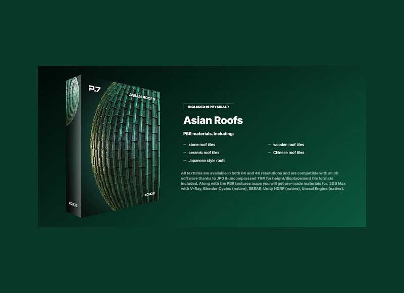 CGAXIS – Physical 7 PBR Asian Roofs Collection