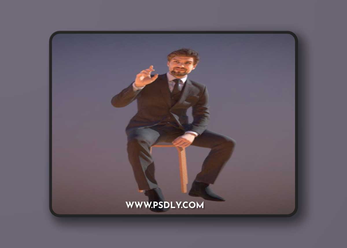 Elegant Business Man Sitting Ingrain Gets Waiter