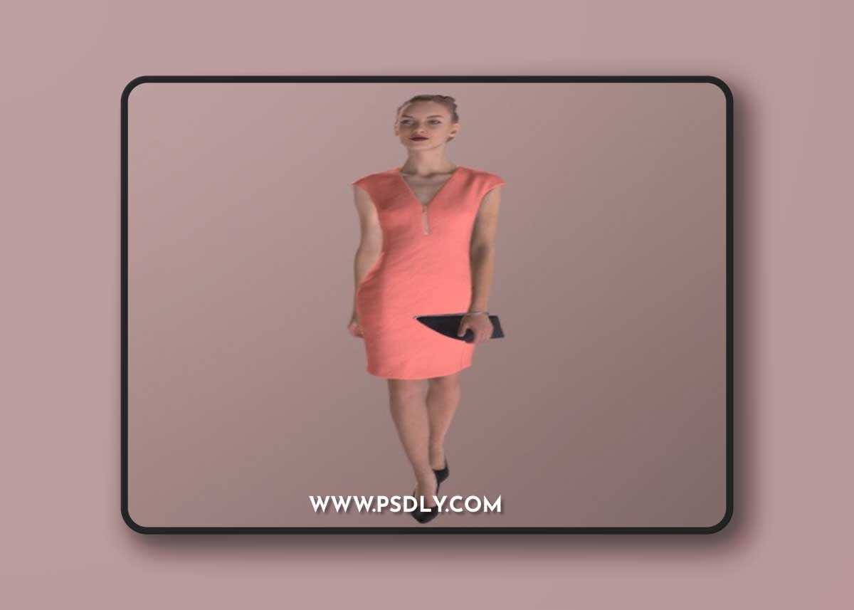 Elegant Walking Woman Beauty Dress