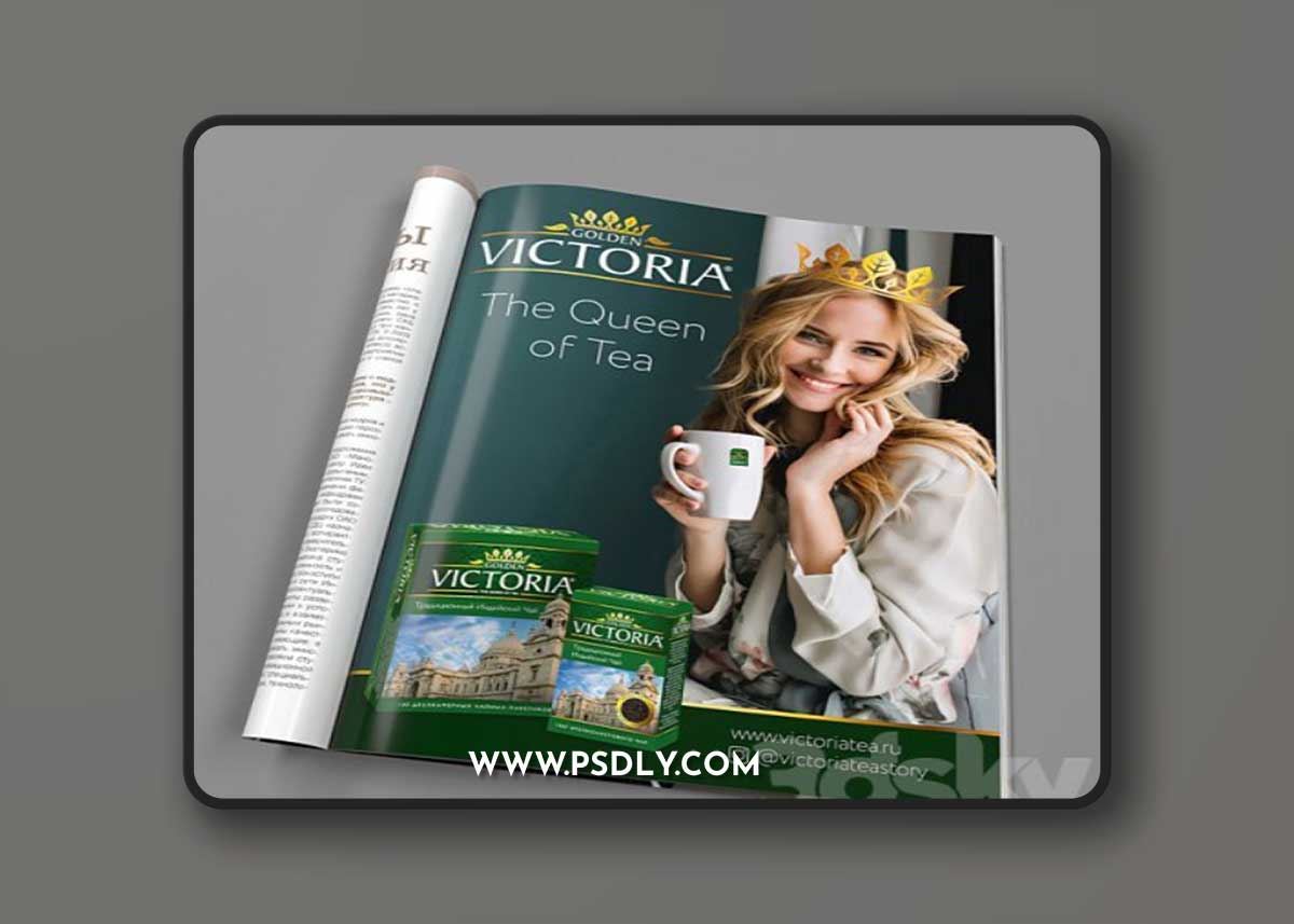 Glossy magazine unfolded