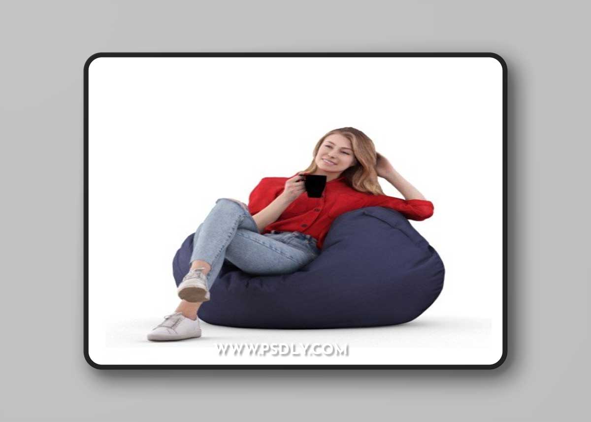 Isabelle posed 004 casual sitting 3d Model