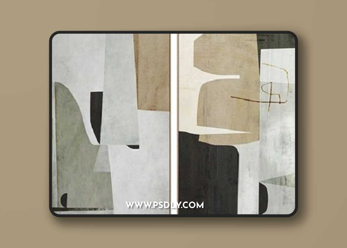 Large Mid-Century Abstract Neutral Wall Art C-410