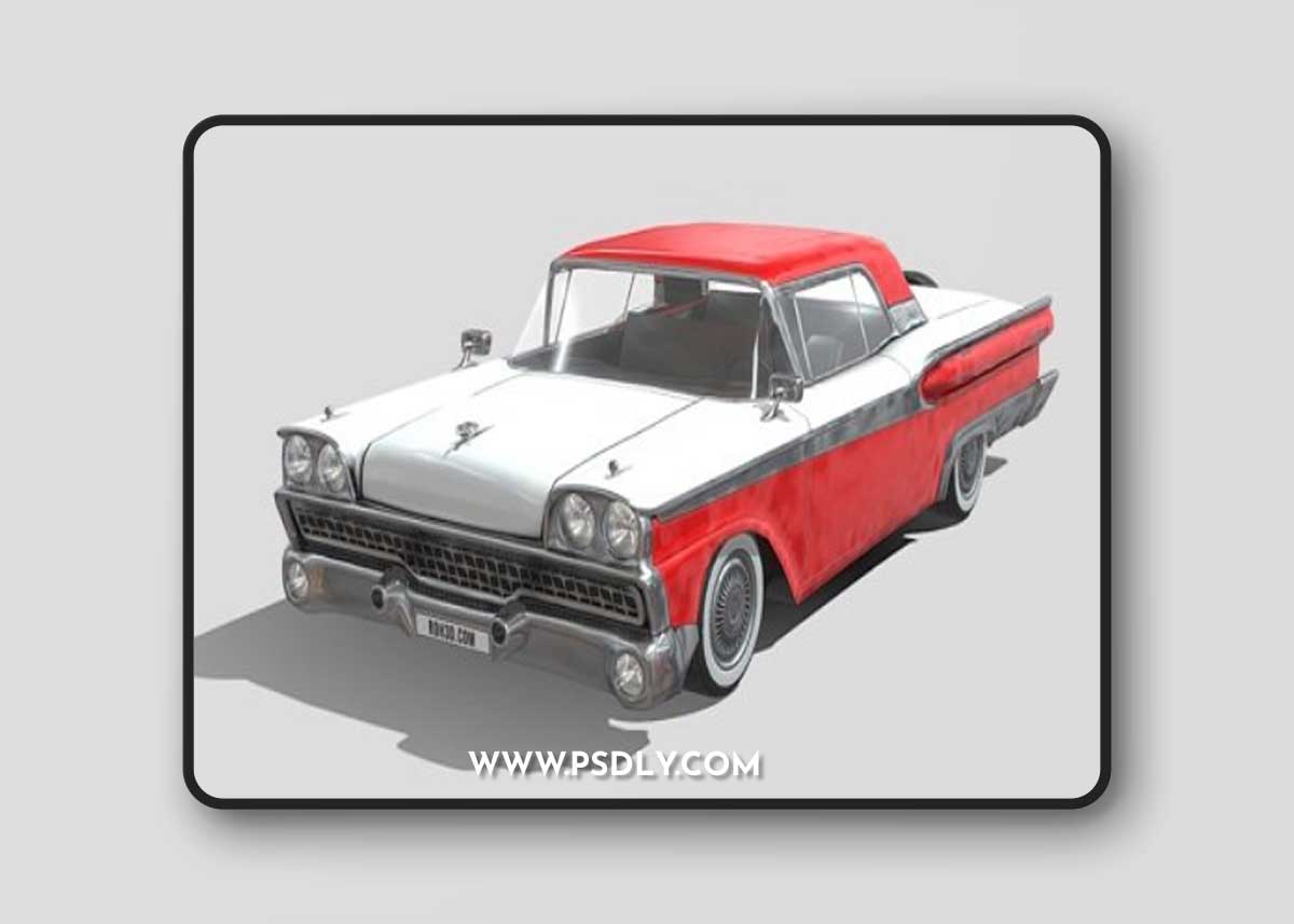 Low Poly Car Ford Fairlane 500 Skyliner 1959