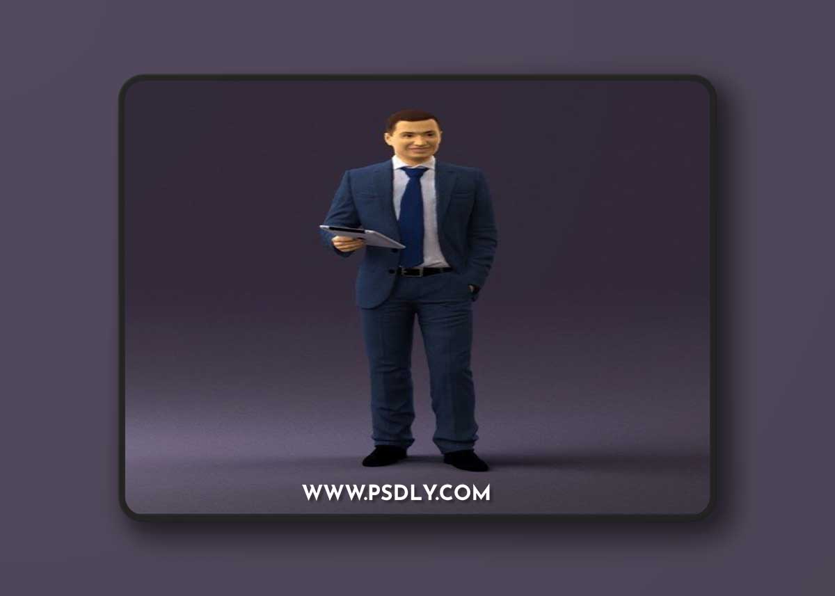 Man in blue suit ipad 0746 3D model