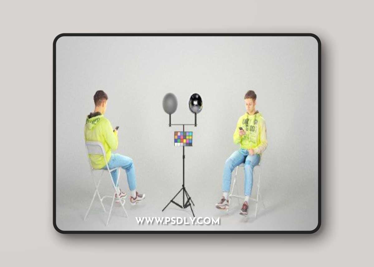 Man sitting on a chair and typing a message 55 3d model