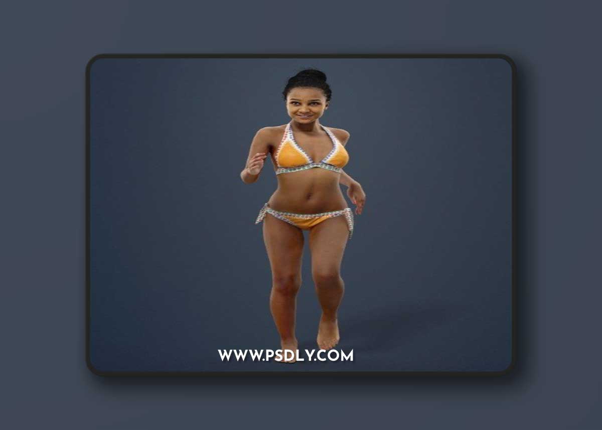 May An African Female Jogging On The Beach 3D model