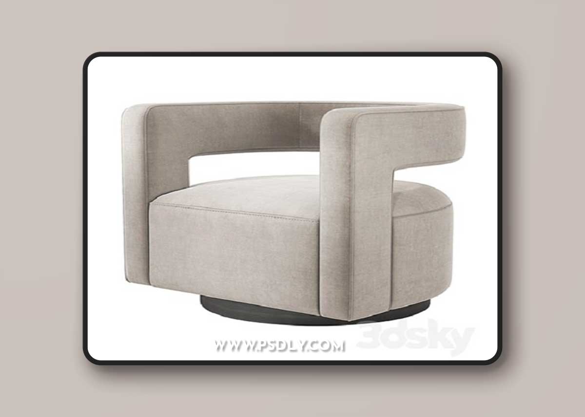 Restoration Hardware Drew Curved Swivel Chair RH
