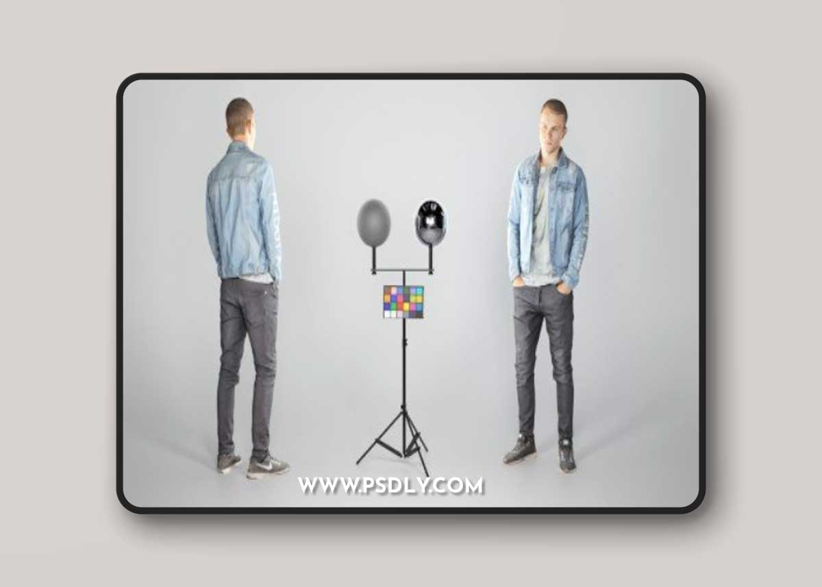 Stylish man in a denim jacket 102 3d model