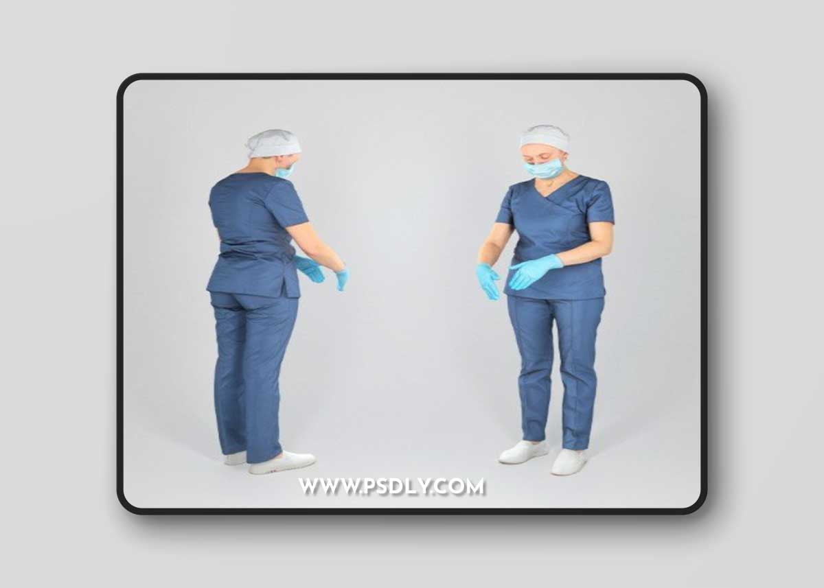 Surgical female doctor in blue uniform working 221 Low-poly 3D model