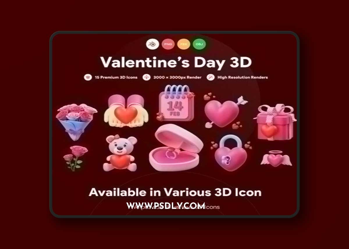 Valentine's Day 3D Icon 7CBMADF