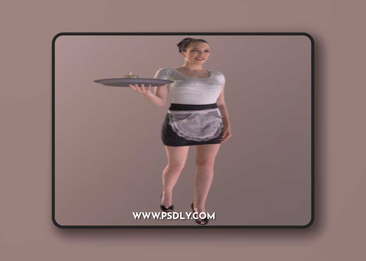 Waitress Woman Walking Dream Skirt Tray Candle 3d model