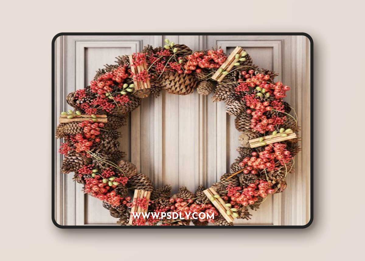 Winter wreath of cones and berries