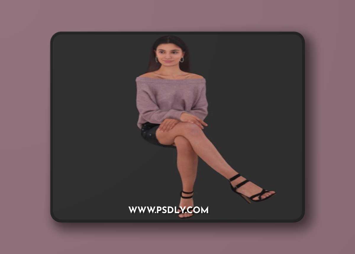 Yasmin Posed 012 - Sitting Elegant 3D Woman