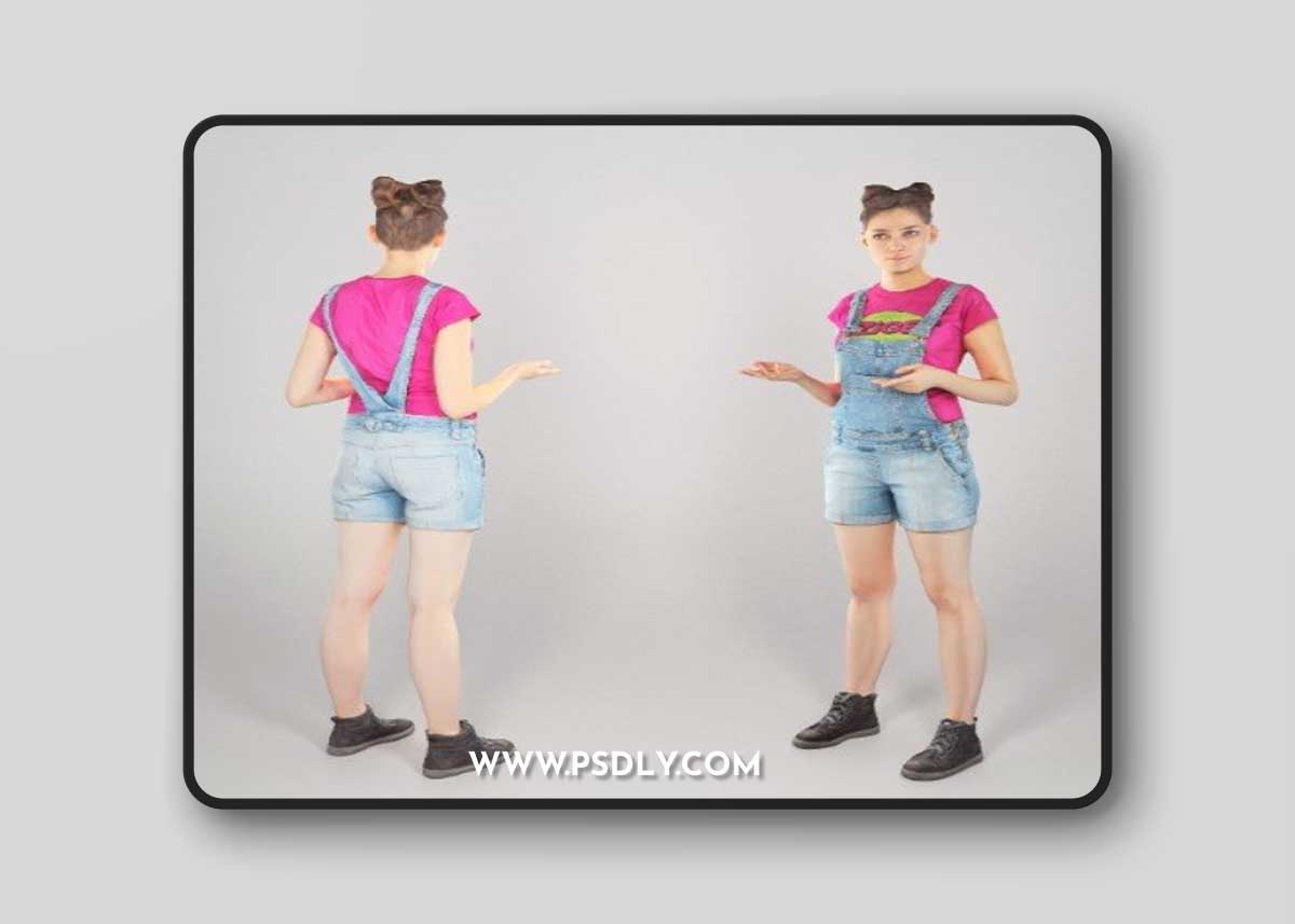 Young girl in denim is posing 103 Low-poly 3D model