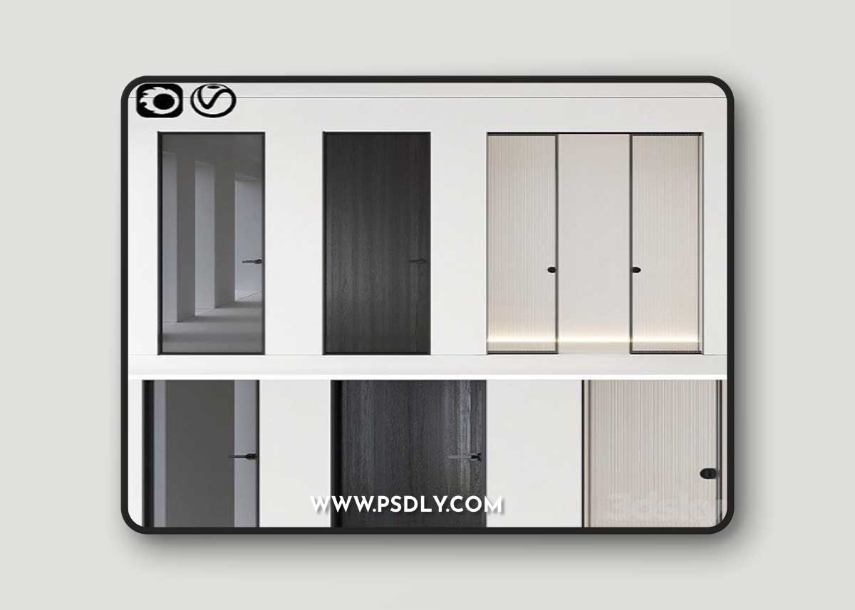 Aladin Swing Mono and Pocket Door by Glas Italia Set 01 | Vr+Cr
