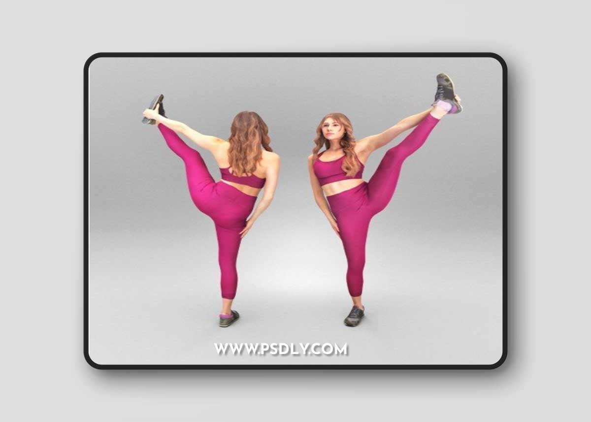 Beautiful woman doing gymnastics 379 Low-poly 3D model